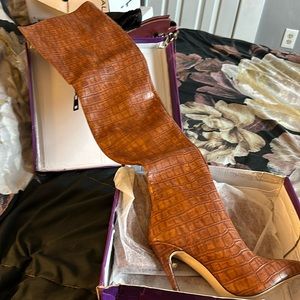 Thigh high camel boots